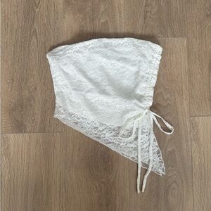 PacSun White Lace Asymmetrical Tie-Side Tube Top